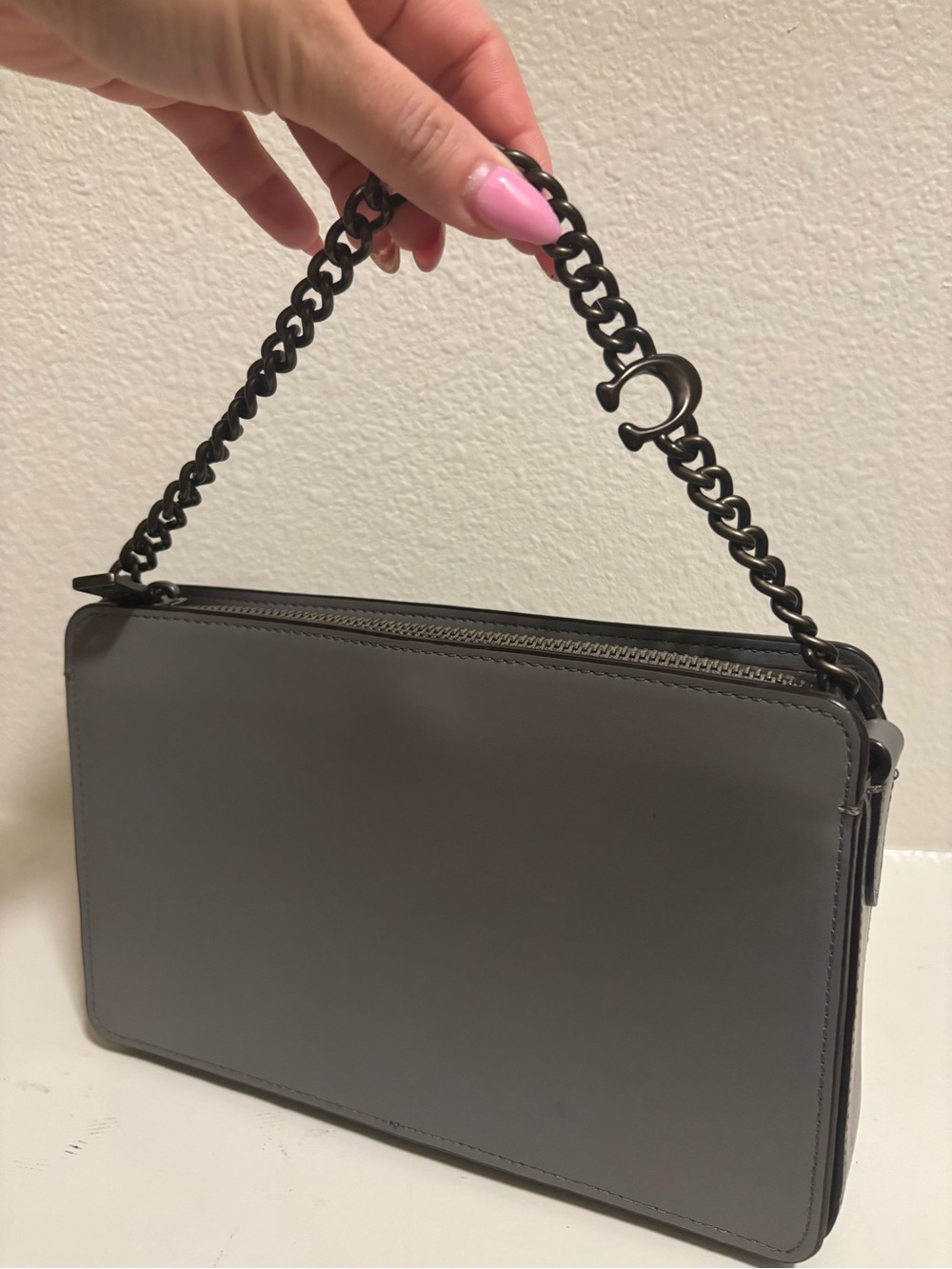 Coach Gray Chain-Handle Wristlet Shoulder Bag